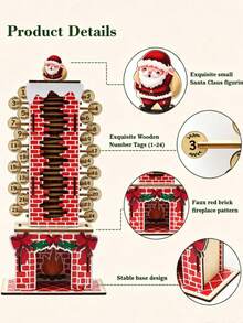 DIY Christmas Advent Calendar, Santa Claus Chimney Countdown Calendar Decoration, Interactive Christmas Desktop Decor, 24-Day Holiday Countdown Game, Christmas Tabletop Decoration, Creative Christmas Gift, Suitable For Family Holiday Fun - Multiple Styles - View 4