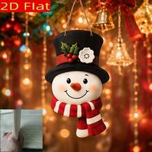 [AMPIOON]Christmas Winter Snowman Hanging Ornament, Farmhouse Country Christmas Door Welcome Wreath Decor, Christmas Party Indoor/Outdoor Home Wall Window Front Door Decoration, Back To School, Halloween, Christmas - Multicolor - View 7