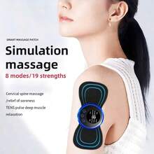 EMS-nackmassageapparat med LCD-display, 8 lägen, pulserande muskelstimulator för nacke, axlar och rygg, batterikapacitet: 150mAh - Svart - Visa 3