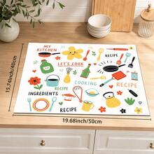 1pc White Colorful Floral Pattern Kitchen Absorbent Drying Mat, Fresh And Fun Style, Suitable For Kitchen Countertop, Coffee Machine, Dining Table And Daily Home Decor - Multicolor - View 10