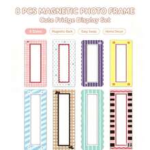 8/2pcs Magnetic Photo Frame Set, Refrigerator Magnet Photo Frame, Colorful Vintage Style Vertical Photo Frame, Suitable For Refrigerator, Kitchen And Home Decor - Multicolor - View 3