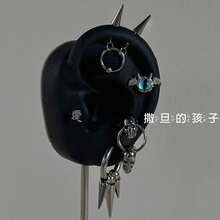 Industrial Cool Stud Earrings, Cartilage Studs, Helix Studs, Demon Studs, Gothic Style Unisex Ear Jewelry, Suitable For Piercing, Halloween, Christmas, Daily Wear - Silver - View 1