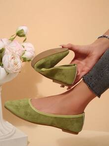 Solid Color Casual Flat Slip-On Shoes For Outdoor Summer - Green - View 4
