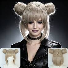 Halloween Cosplay Wigs For Women – Detachable Ponytail & Double Braid Styles, Multi-Color Synthetic Hairpieces For Gothic, Anime & Party Costumes (Pink, Teal, Blonde, Red, Green) - Multicolor - View 19