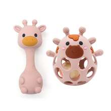 2pcs/Set Silicone Giraffe Rattle Toy Set, Sand Shaker Rattle + Hollow Ball Rattle, Easy To Grip And Clean, Toy Set Loved By Both Baby Boys And Girls, Newborn Gift, Christmas And Halloween Gift - Multicolor - View 12