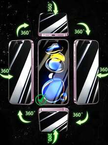 2pcs 360° Full Coverage Privacy Screen Protector, Anti-Peeping, Privacy Protection, Edge-To-Edge Fit, Resists Daily Sharp Object Contact, Effectively Prevents Scratches, Reduces Friction Damage From Keys And Other Items, Handles Mild Drop Impact, Compatible With IPhone Duo/18 Promax/18 Pro/18/17E/17 Pro Max/17 Pro/17Air/17/16 Pro Max/16 Pro/16 Plus/16/15 Pro Max/15 Pro/15 Plus/15/14/13/12/11 And Other Models. - Black - View 4