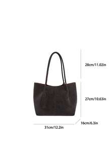 Solid Color PU Material Women's Bag, Simple, Fashionable, Versatile, Large Capacity Storage Shoulder Bag/Commuting Bag, Suitable For Women's Daily Use - Coffee Brown - View 10