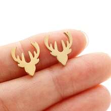 1 Paar winzige massive Dreieck-Ohrringe aus goldenem Edelstahl, minimalistischer geometrischer Ohrschmuck für Frauen und Mädchen - GED087 - Übersicht 6