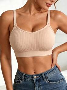 3pcs Women's Backless Bra, Casual Comfortable Wireless Bra With Wavy Ruffle Trim, Removable Padding Lingerie Bra - Multicolor - View 4