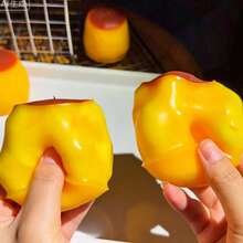 1pc Cute Pudding Squishy Toy, Soft Slow Rebound Stress Relief Squeeze Toy - Yellow - Pudding Handmade Squishy Ball - View 2