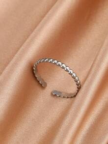 Anillo De Acero Inoxidable Con Diseño Geométrico Trenzado Simple, Anillo Abierto Ajustable, Joyería De Moda Para Mujer Para Regalo De Boda - Plateado - Ver 5