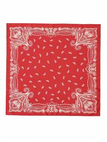 1pc Floral Print Casual Polyester Scarf, Suitable For All Seasons - Red - View 3
