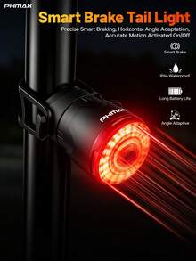 X-TIGER Smart Brake Sensing Bicycle Tail Light | USB-C Rechargeable Bicycle Rear Light With Brake Sensing Function, IPX6 Waterproof Performance, Suitable For Bicycle Riding Lighting Accessory - Multicolor - View 2
