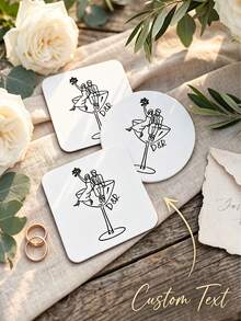 Personalized Wedding Coasters,Customized Coasters,Customizable Name/Date/Text, Suitable For Wedding,Teacups,Exclusive Tabletop Protection Pad,Used For Dining Table Arrangement Beverage Cup Holder, Anniversary - Multicolor - View 1