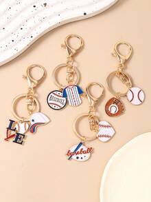 1pc New Fashion Design Exquisite Baseball Glove Clothing Keychain Keyring Letter Baseball Jersey Women's Daily Key Ring Bag Pendant - Multicolor - View 7