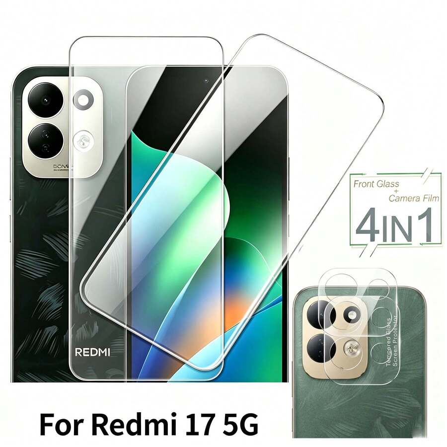 4 قطع واقي شاشة زجاجي مقسى ل- Redmi 17 / 17 5G / 17C / A5 / A7 Pro 4G / 5G / Note 17 5G، واقي شاشة عالي الدقة ثلاثي الأبعاد، واقي عدسة الكاميرا الخلفية، فيلم واقي عدسة الكاميرا - شفاف - مشاهدة 1