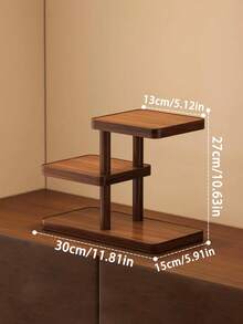 Wooden Multi‑Tier Display Shelf, Decorative Countertop Storage Rack, Multi‑Layer Collectibles Organizer For Figurines, Teacups, Mugs, Cosmetics, Keys, Desktop Decor Stand For Home Kitchen Office Desk Organization - Multicolor - View 7