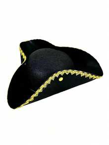 1pc Retro Pirate Hat, Triangular Pirate Hat, Suitable For Decorating Various Parties, Top Hat, Movie Costume Hat, Clown Hat, Irish Dance Costume, Etc.,Summer,Beach,Holiday - Black - View 8