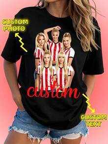 Custom 90s Vintage Rap T-Shirt, Personalized Gift, Birthday And Fun Party Custom Photo. Vintage Bootleg Style, Add Your Photo And Text - Black - View 1