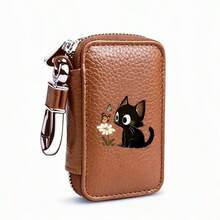 Men's Key Bag With Cute Cat Pattern And Lychee Pattern,2D Printing,Car Keychain,Suitable For Remote Control Keys,Multifunctionalkeybag And Storage Bag - Multicolor - View 10