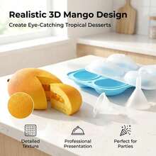 Molde de silicona con forma de mango 3D, molde de mousse de fruta de dos tonos con 4 cavidades, molde duradero antiadherente para decorar pasteles, postres, chocolate y mousse - Multicolor - Ver 6