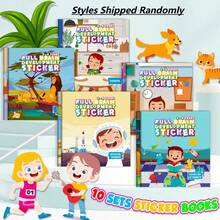 Children's Whole Brain Development Sticker Book Set, 3 Years Old Boys & Girls Fun Early Education Toy, Multi-Theme Thinking Enlightenment Sticker Game, For Hands & Reusable, Develop Focus & Logical Thinking, Improve Cognitive & Hands-On Ability, Home Parent-Child Interaction, Travel Time-Filler, Birthday Party & Holiday Gift Choice, Toddler Educational Enlightenment Gift - Multicolor - View 13