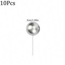 10pcs/20pcs 2cm/2.5cm/3cm/4cm Silver Spherical Cake Toppers, Multi-Size Pearl Balls, DIY Cake Decorations For Wedding, Birthday, Anniversary, Party - Silver - View 6