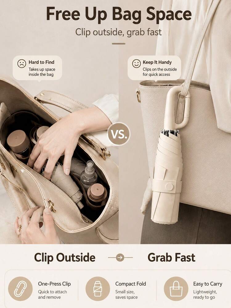 Small Foldable Umbrella, Mini Pocket Waterproof Portable Travel Umbrella, Women's 2-In-1 Sun Protection Parasol, Ultra-Lightweight Portable Small 6-Fold Umbrella, Mini Travel Umbrella, Dual-Use Portable Umbrella, Windproof Sun Protection, 99% UV Protection, Suitable For Men And Women, Umbrella For Women, Halloween, Christmas Gifts, Umbrella Rainproof Windproof - Multicolor - View 9
