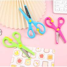 1pc Kids Craft Scissors, Straight Edge Blades With Protective Cover, Anti‑Pinch Hand Small Shears, Colorful Paper Cutting Scissors For Kindergarten Primary School DIY Art Stationery - Multiple Colors and Random Styles - View 7