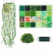 DIY Wind Chime Craft Kit, Multi‑Style Mixed Glass Beads Set With Artificial Moss & Thread Wire For Handmade Hanging Ornament Home Decoration - A - View 13