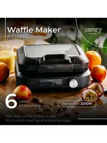 CAMRY Waffle Maker With LED Display, Belgian Waffle Iron, Electric Waffle Machine - Digital Display, Non-Stick Plates - EU E Type Plug(220-240V) - View 2