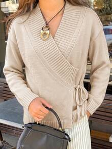 Women's Autumn Fashion Street Style Apricot Long Sleeve Cardigan Sweater - Apricot - View 9
