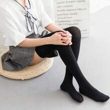1pc Plus Size Over Knee Long Stockings, Slimming Thigh High Socks Super Elastic Velvet Breathable No Snagging - Black - View 4