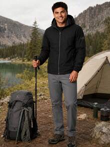 CZRLHYT Men's Lightweight Outdoor Jacket With Detachable Hood, Suitable For Travel, Hiking And Cycling Outdoor Gear - Black - View 7