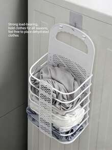 Large Dirty Laundry Basket Wall-Mounted Folding Bathroom Laundry Hamper Dorm Room Clothes Storage Durable - Laundry Basket - View 11
