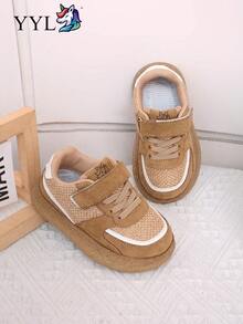Vintage Khaki Kids' Sports Shoes, Soft Sole, Anti-Slip, Wear-Resistant, Hook And Loop Closure, Easy To Put On And Take Off - Khaki - View 4