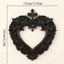Niche Dark Gothic Cross Heart Carved Frame Baroque Vintage Hollow Empty Frame Wall Art Hanging Decor - View 9