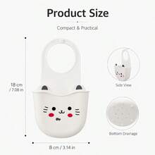 1pc Dual-Sided Faucet Drain Basket, Hollow Design For Quick Drainage, No-Drill Secure Fit, Sink Edge Storage For Sponge And Bath Ball, Kitchen Bathroom Washbasin Accessory, Anti-Slip Stain-Resistant Easy To Clean, Compact Lightweight Easy To Hang, Cute Decor For Daily Use - Multicolor - View 5