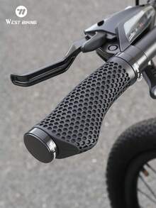 WEST BIKING 3D Printed Bicycle Handlebar Grips Soft Rubber Shock Absorbing Lightweight Waterproof And Non Slip Mountain Bike Accessories - Multicolor - View 1
