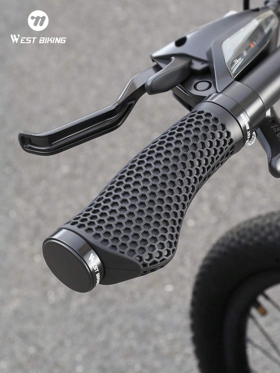 WEST BIKING 3D Printed Bicycle Handlebar Grips Soft Rubber Shock Absorbing Lightweight Waterproof And Non Slip Mountain Bike Accessories - Multicolor - View 1