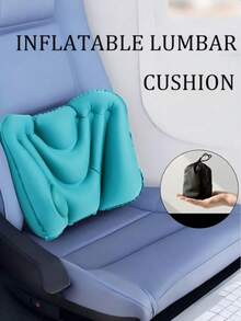 Manual Inflatable Lumbar Pillow, Portable Inflatable Waist Cushion, Lumbar Support Pad, Unisex Lightweight Back Support Air Cushion, Travel Pad, Essential Accessory For Long-Term Sitting In Train, Airplane, Office, Car, Camping And Travel - Grey - View 4