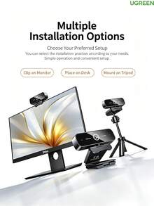 UGREEN Webcam komputer, HD 1080P, mikrofon ganda peredam bising terintegrasi, webcam eksternal untuk konferensi video desktop dan laptop. - View 9