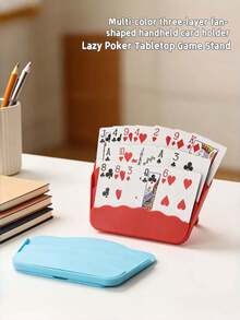 1pc Wave Design Poker Card Holder, 4 Colors Available, Portable Poker Card Holder, Suitable For Family Game Night And Gatherings, Poker Cards Not Included - Multicolor - View 1