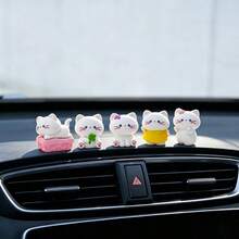 5pcs Creative Cute Spring Cat Car Desktop Ornament DIY Car Interior Office Desk Computer Screen Decor Accessories Holiday Gift - Spring Kitten - View 1