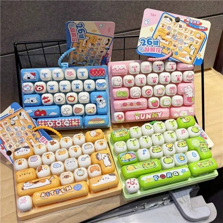 1 buah Gantungan Kunci Tombol Pereda Stres Keyboard Dewasa Baru, Buku Harian Hewan 26-in-1 Tombol Pereda Stres Keyboard Ujung Jari, Pereda Stres yang Menyenangkan, Cocok untuk Fokus dan Ketenangan Saat Bekerja atau Belajar, Mainan Pereda Stres Tombol Pengisi Waktu Luang 26 Gantungan Kunci Tombol Keyboard Pereda Stres Ujung Jari Mainan Liontin Tas