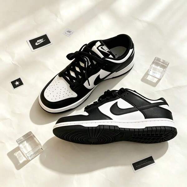 Nike Dunk Low Panda Black White Unisex Retro Low Sneaker Skate Leder Obermaterial Streetwear Bequem Gepolstert Dämpfung Alltag Freizeit
