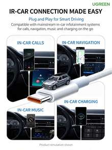 UGREEN Cable de datos L519 Tipo-C, cable de carga rápida trenzado, transmisión de alta velocidad de 480 Mbps, resistente a 20,000 dobleces, compatible con teléfonos Android, sistemas de coche, portátiles y carga de dispositivos - Ver 8