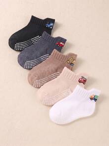 6/12/24 Pairs Vehicle Multi-Pattern Non-Slip Stay-On Socks, Boys Toddler Walkers, Soft Breathable Stretchy,0-36M Fall Winter,Baby Socks,Non-Slip Socks - Multicolor - View 3