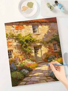 1pc Digital Oil Painting Landscape Theme - DIY Handmade Art, Home Wall Decor, Canvas Oil Painting Decoration Birthday, Party And Holiday Gift, Includes Brushes And Paints - Sets - View 3