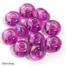 20pcs/Pack 14*8mm Acrylic Transparent Coated Large Hole Flat Beads DIY Phone Chain Necklace Keychain Decoration Loose Beads Handicrafts Home Decor Flat Round Beads - Transparent Plated Large Hole Flat Bead - View 16